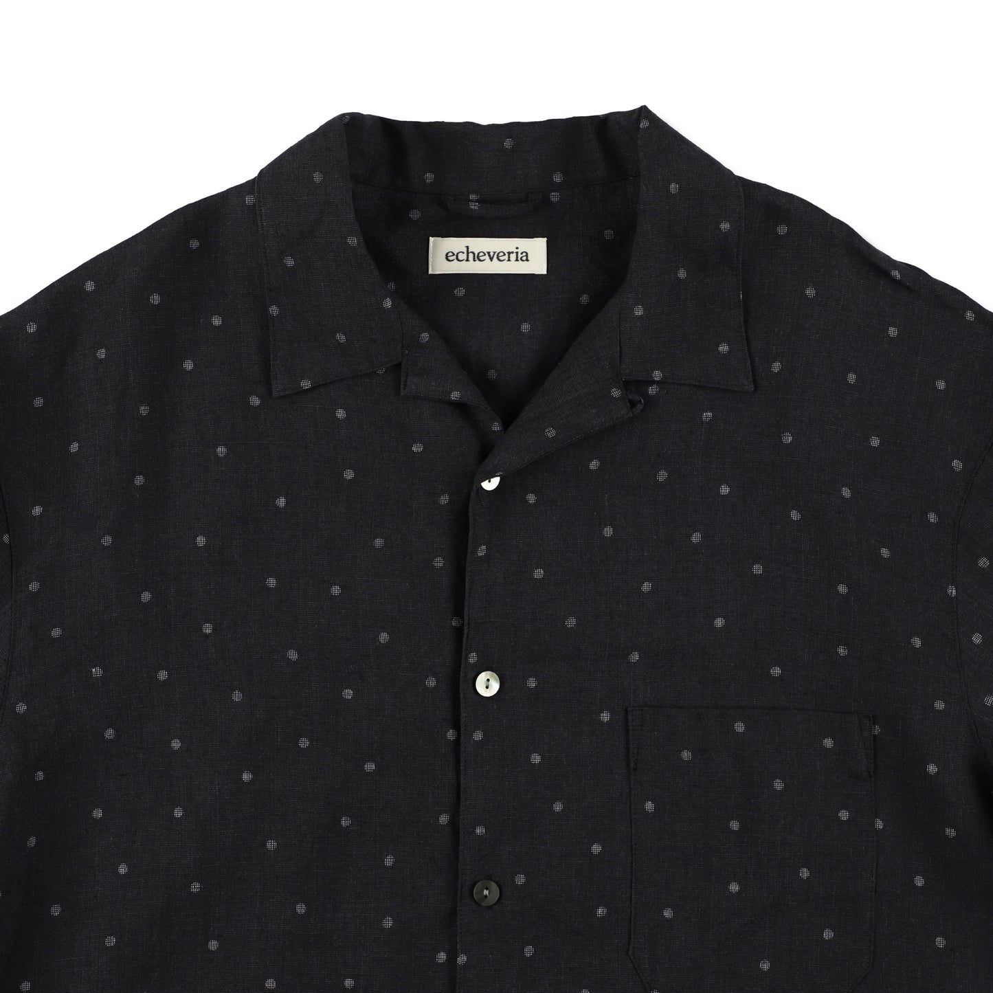 Linen dot open collar shirts